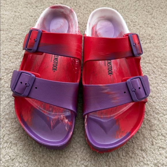 Birkenstock Red and Purple Sandals , women’s 10 , men’s 8. - Picture 5 of 6
